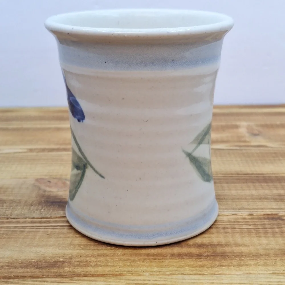 Pottery Crock Jar Vase Handmade Flowers Pencil‎ Holder Utensil Mini 4